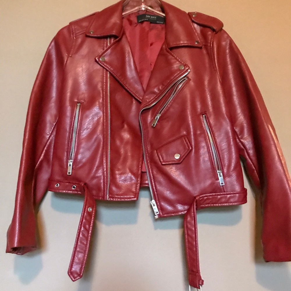 Zara faux leather zippered biker jacket